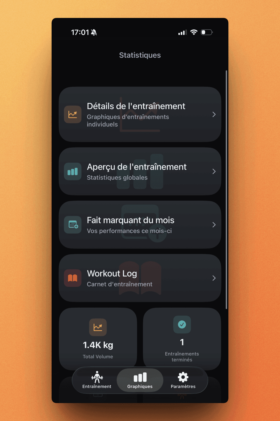 Statistics dashboard with multiple tracking options