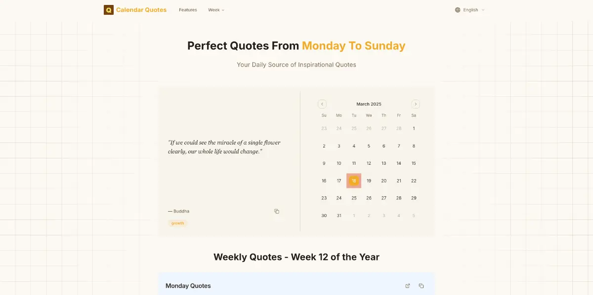 Calendar Quotes screenshot 1