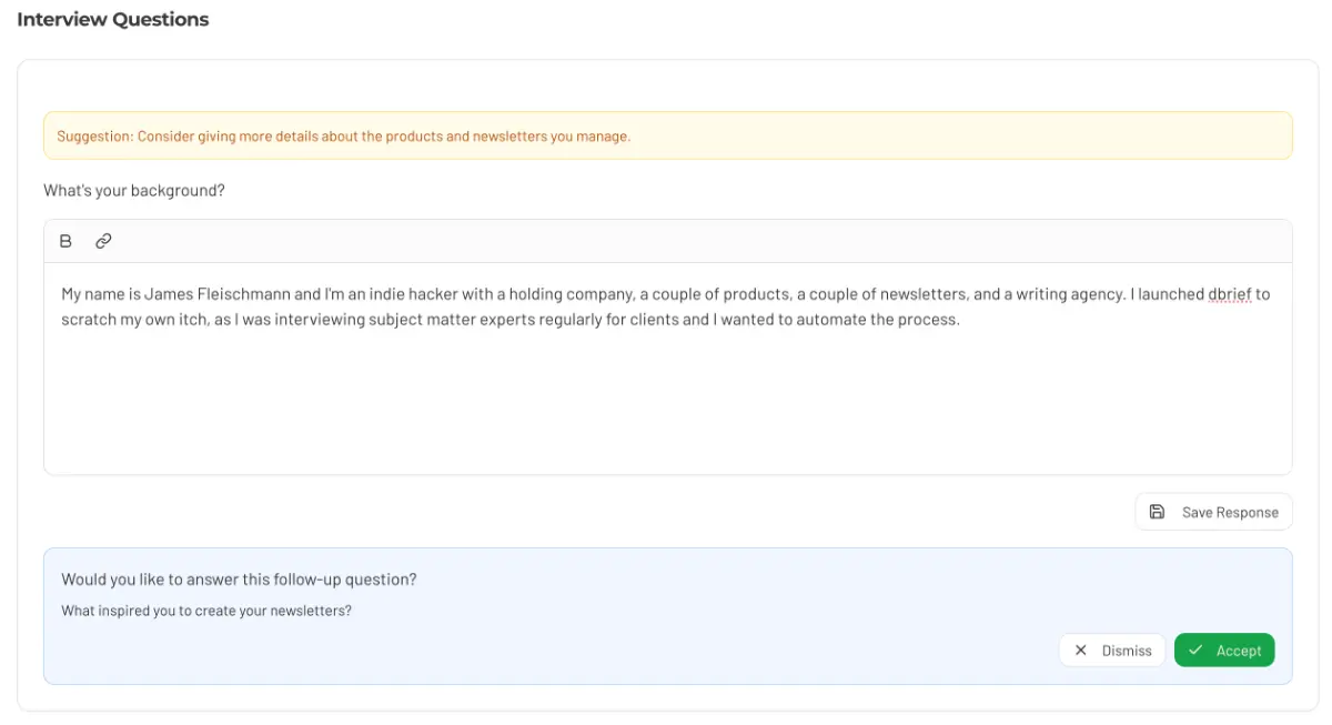 dbrief screenshot 2