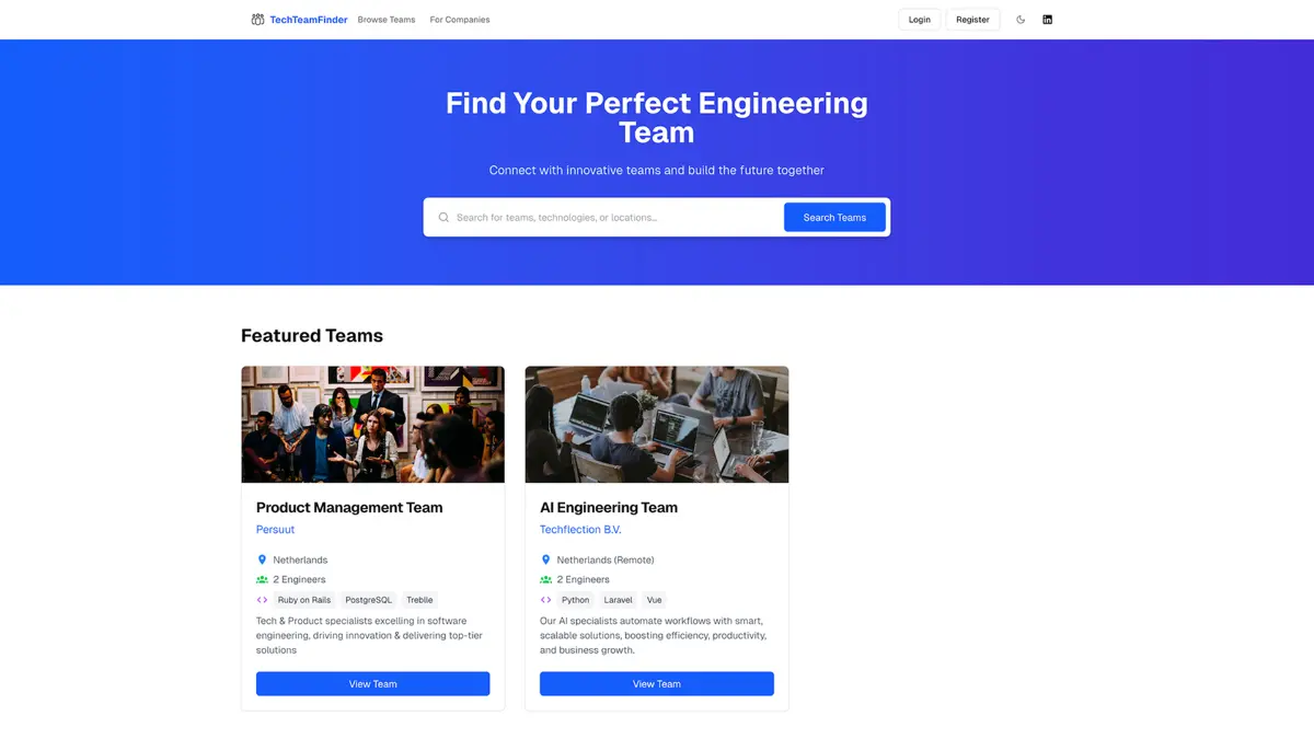 TechTeamFinder screenshot 1