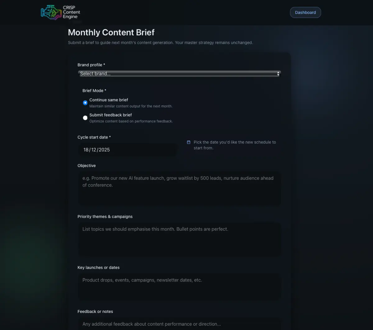 CRISP Content Engine screenshot 2