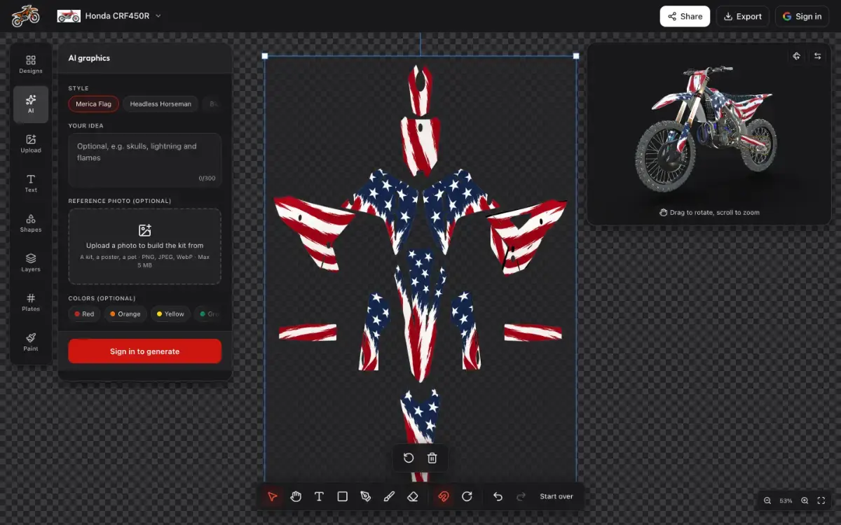 Custom Dirt Bike Graphics AI screenshot 2