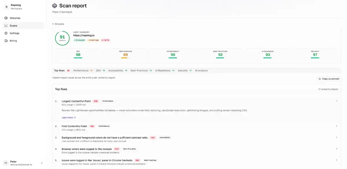 Repolog screenshot 1