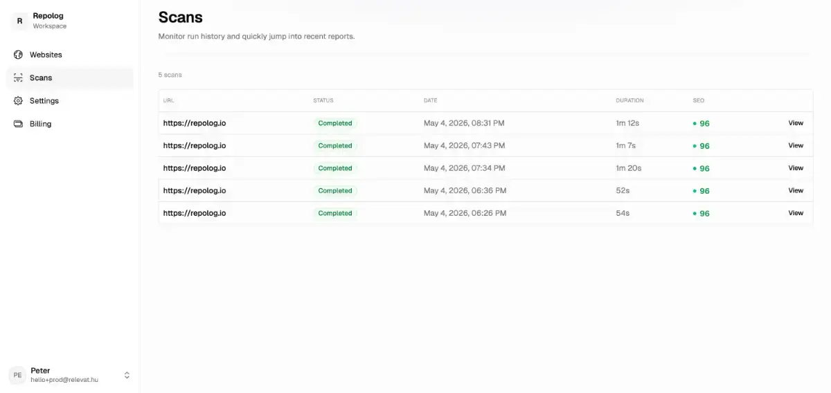 Repolog screenshot 2