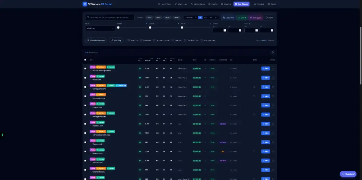 SEOlutions PR Guest Post Portal screenshot 2