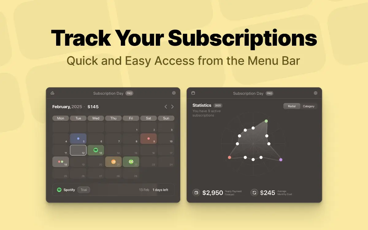 Subscription Day. Calendar screenshot 1