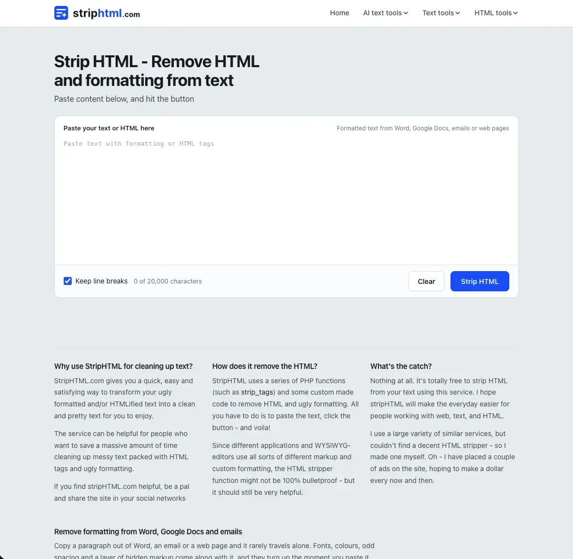 StripHTML screenshot 1